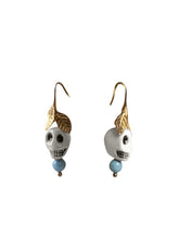 Frida Kahlo Skull Earrings, White